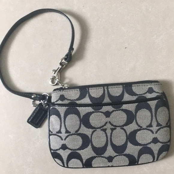 Black/Grey Coach Wristlet with zipper and pockets - Picture 3 of 4